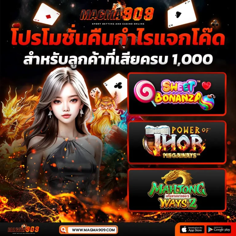 Magma909 โปรโมชั่นคืนกำไรแจกโค้ดฟรีสปิน